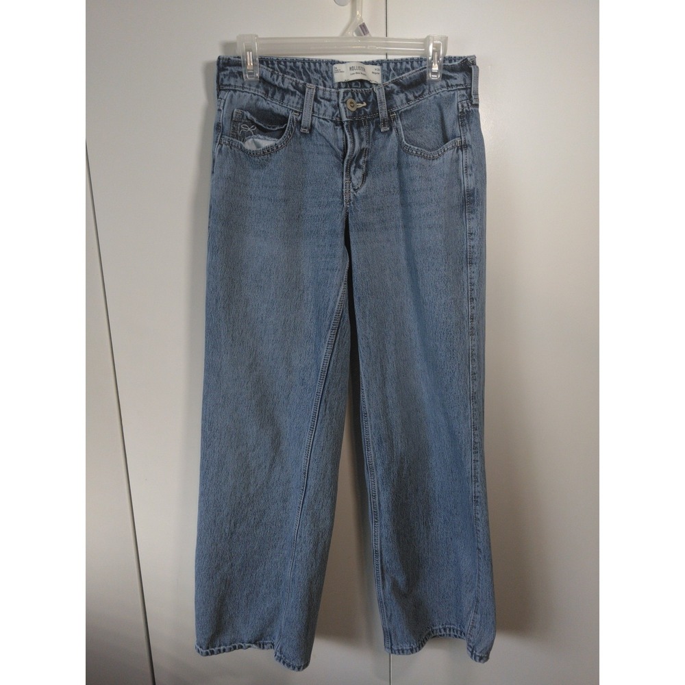 Hollister Womens Low Rise Baggy Jeans Size 26 R Blue Light Wash Wide Leg